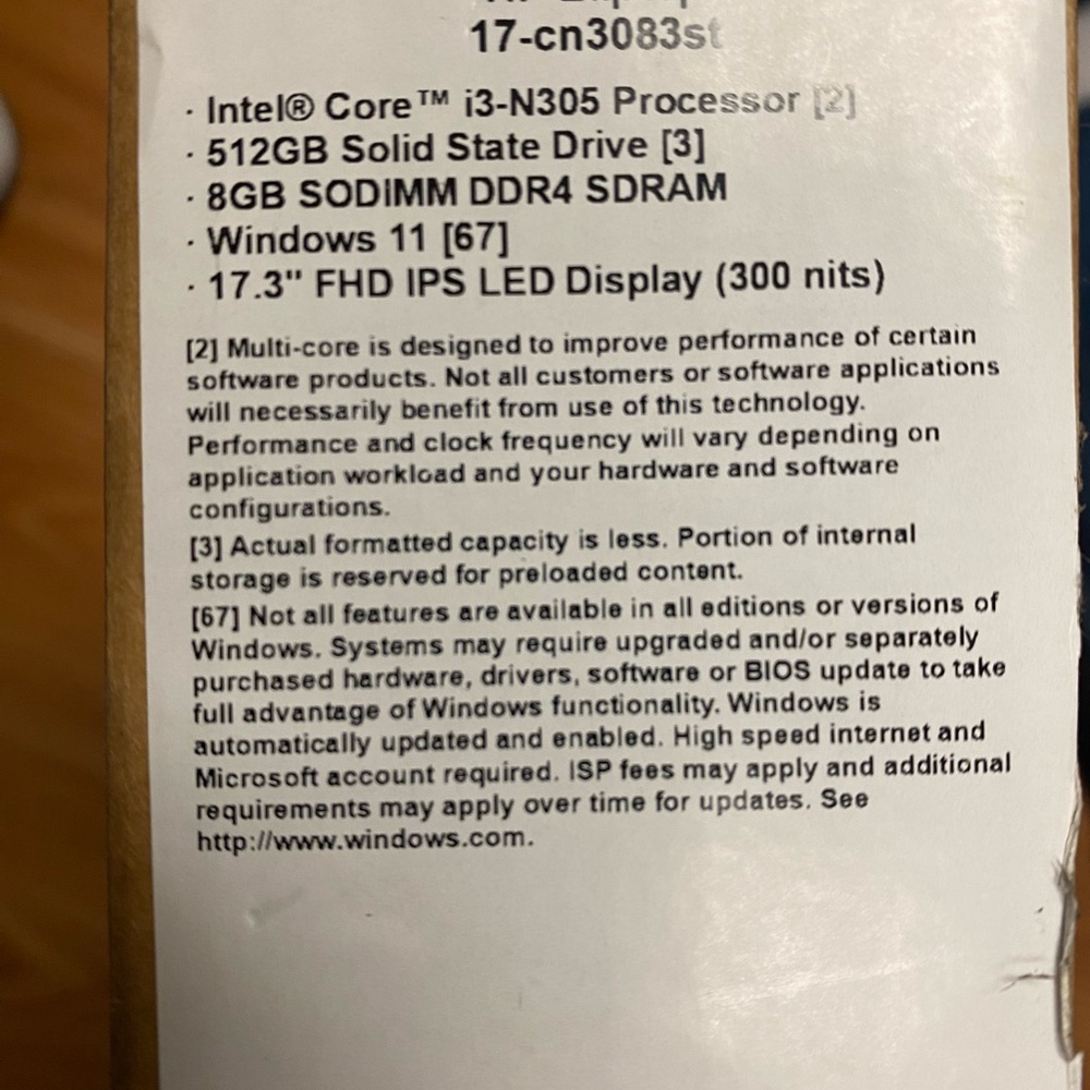 New in Open Box HP 17.3" Laptop 17cn3083st